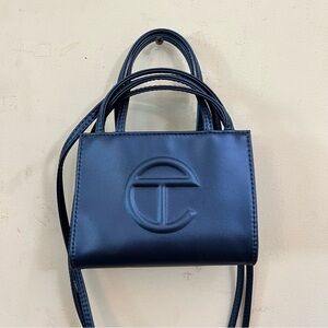 Metallic blue small Telfar bag